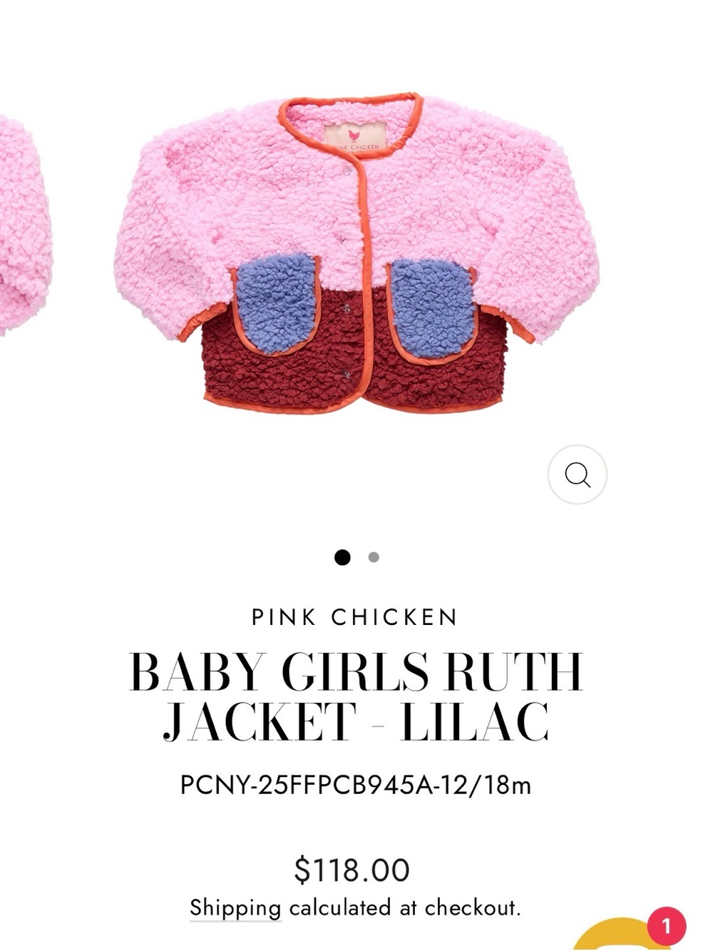 Pink Chicken Baby Girls Ruth Jacket - Lilac Pink & Burgundy